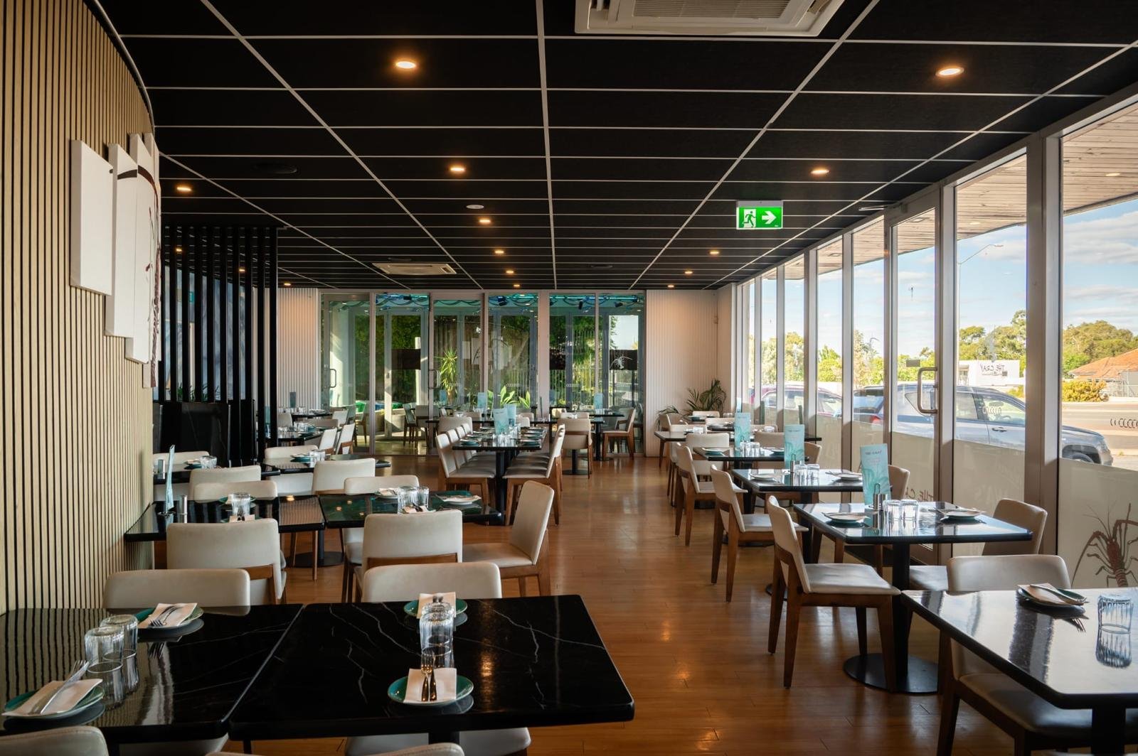 Corporate event dining setting at The Cray Seafood & Grill Belmont